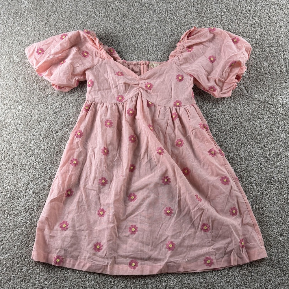 Altar'd State Dress Womens S Pink Floral Puff Sleeve Sweetheart Sundress Mini